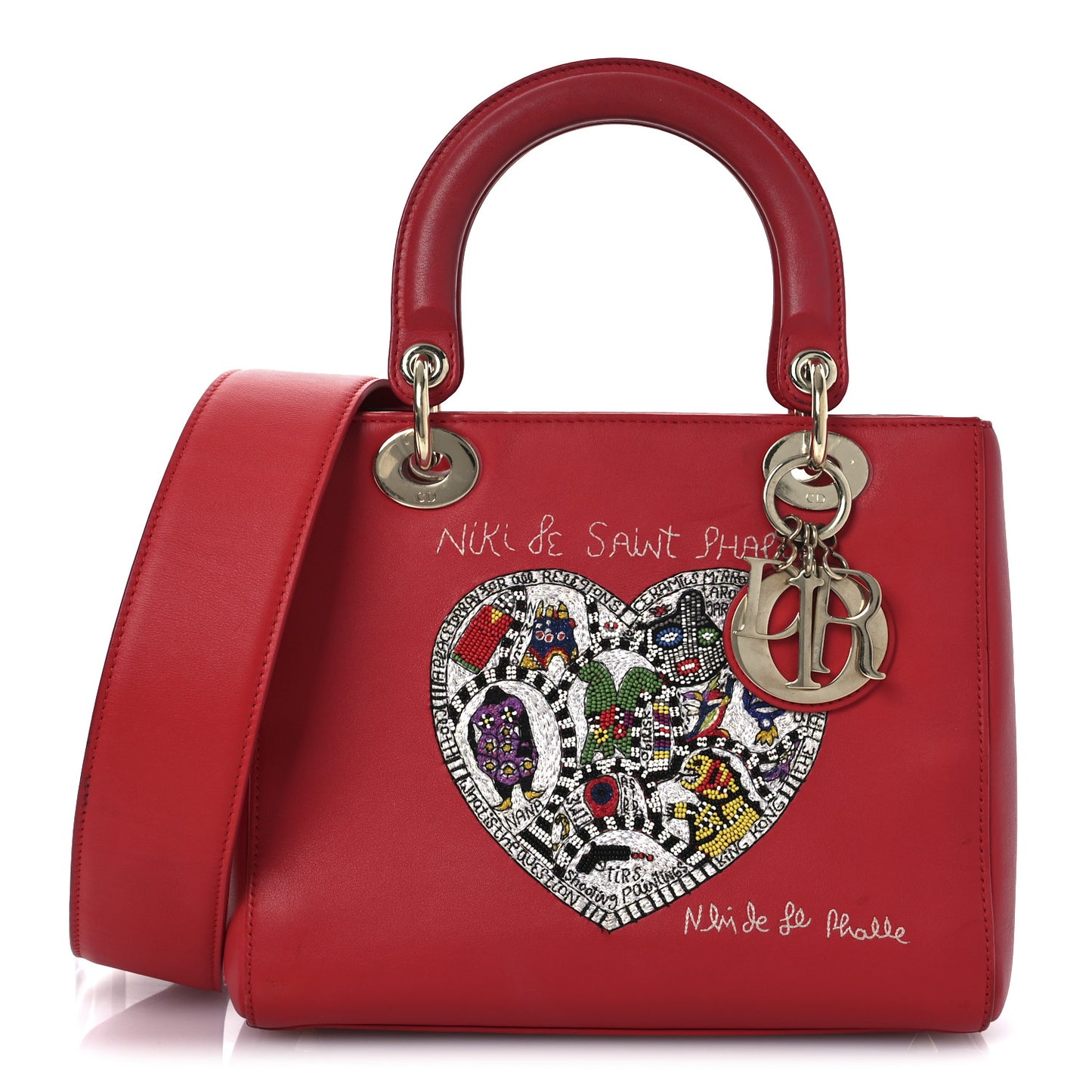 Calfskin Niki De Saint Phalle Medium Supple Lady Dior Red
