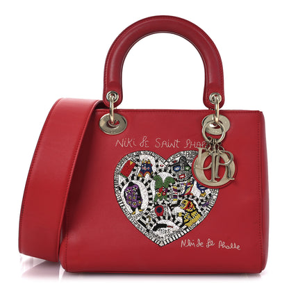 Christian Dior Calfskin Niki De Saint Phalle Medium Supple Lady Dior Red 1 of 15