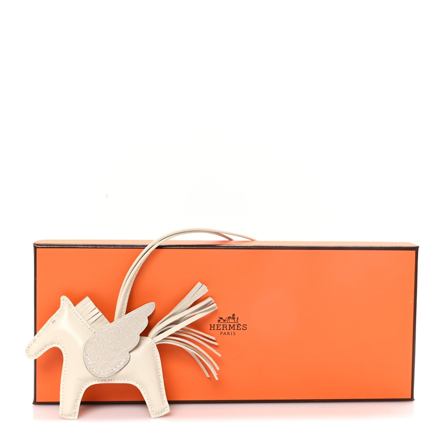 Milo Lambskin Matte Alligator Touch Grigri Rodeo Pegase Horse Bag Charm PM Craie Nata Beton