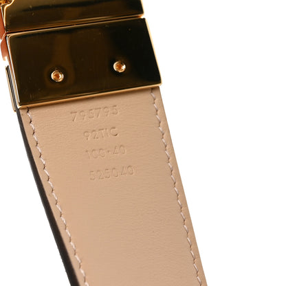 Gucci GG Supreme Monogram Plutone Calfskin Double G Reversible 37mm Belt 100 40 Beige Ebony Souffle Rose 5 of 5