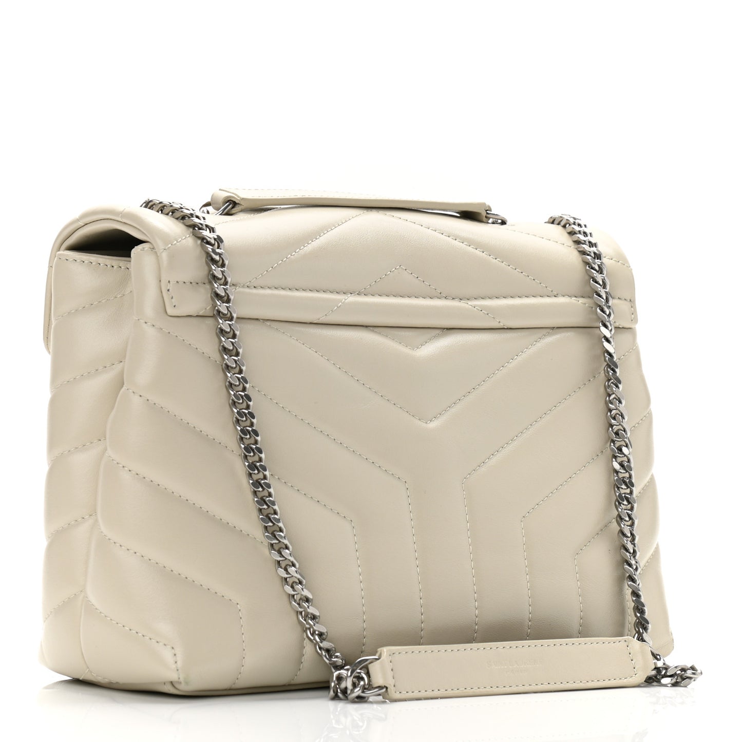 Calfskin Y Quilted Monogram Small Loulou Chain Satchel Ivory
