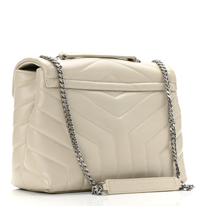 Saint Laurent Calfskin Y Quilted Monogram Small Loulou Chain Satchel Ivory 3 of 10