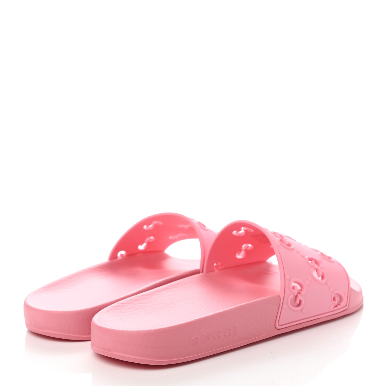 Gucci Rubber GG Monogram Perforated Womens Slide Sandals 40 Rose Box 4 of 7