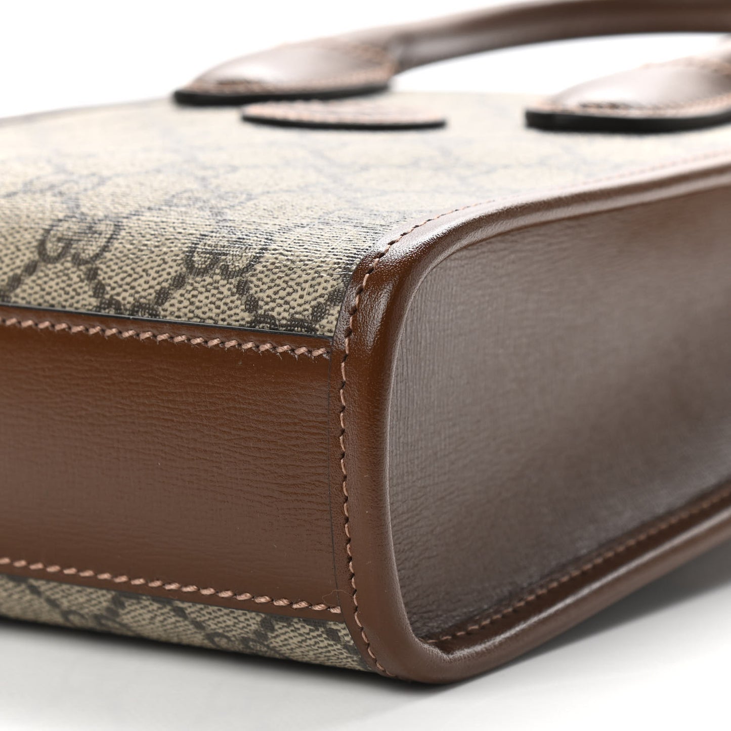 GG Supreme Monogram Azalea Calfskin Mini Retro Interlocking G Tote Bag Beige Ebony Brown Sugar
