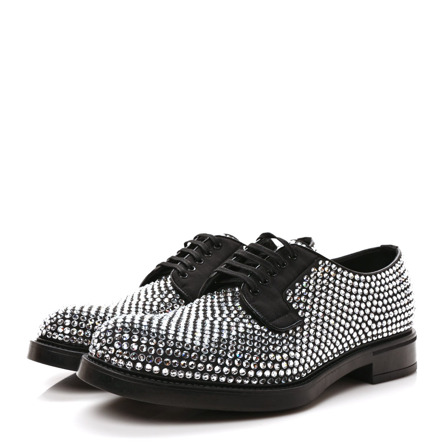 Prada Satin Crystal Mens Derby Loafers 8 Crystal 3 of 10