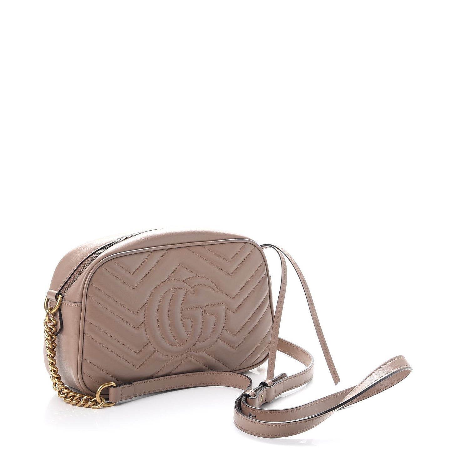 Calfskin Matelasse Small GG Marmont Chain Shoulder Bag Taupe