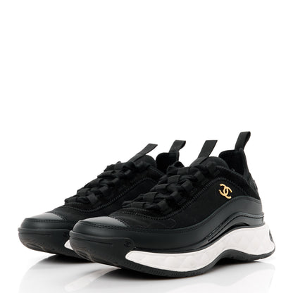 Chanel Velvet Calfskin Mixed Fibers CC Sneakers 38 Black 3 of 9
