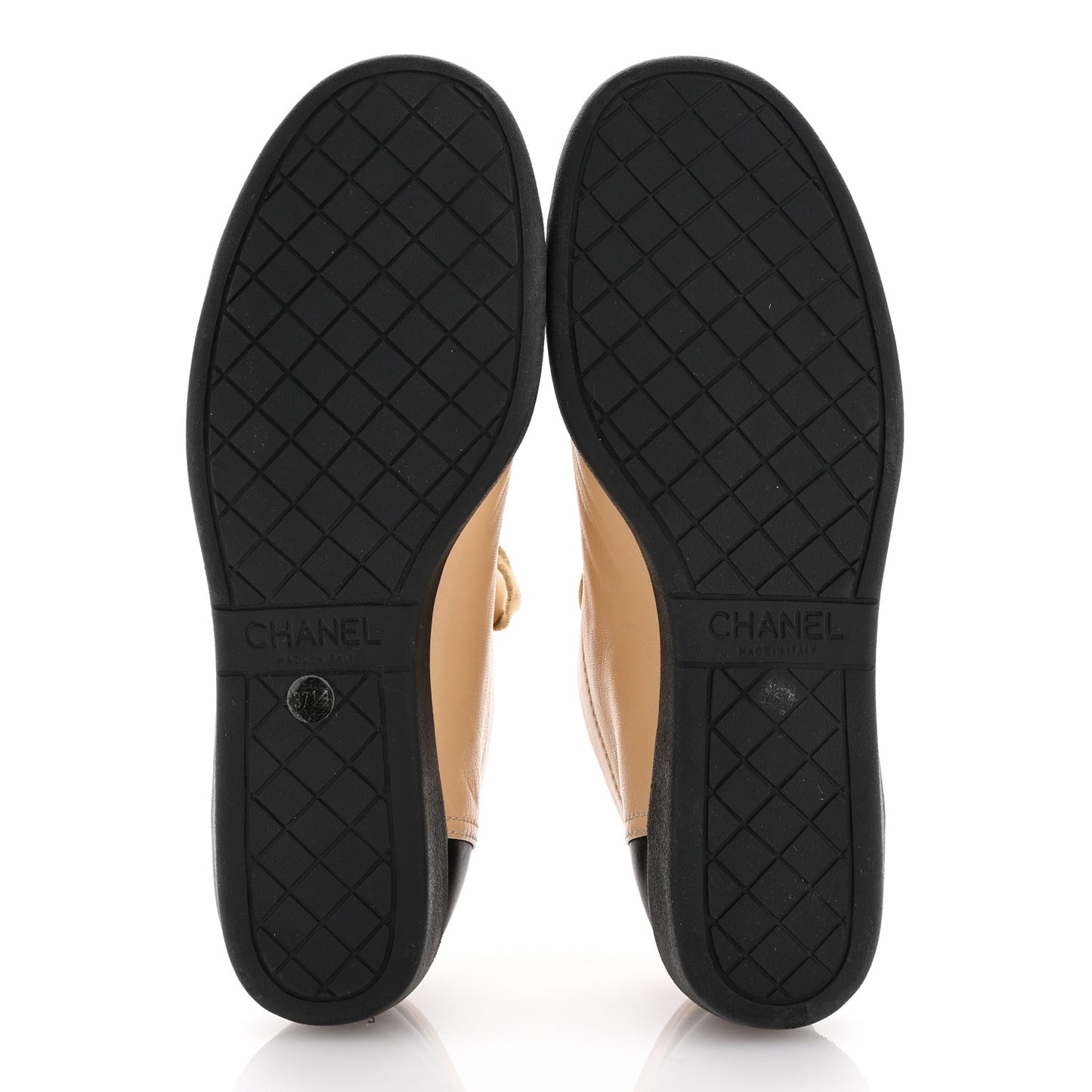Lambskin CC Sneakers 37.5 Beige Black