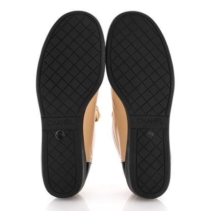 Chanel Lambskin CC Sneakers 37.5 Beige Black 6 of 12