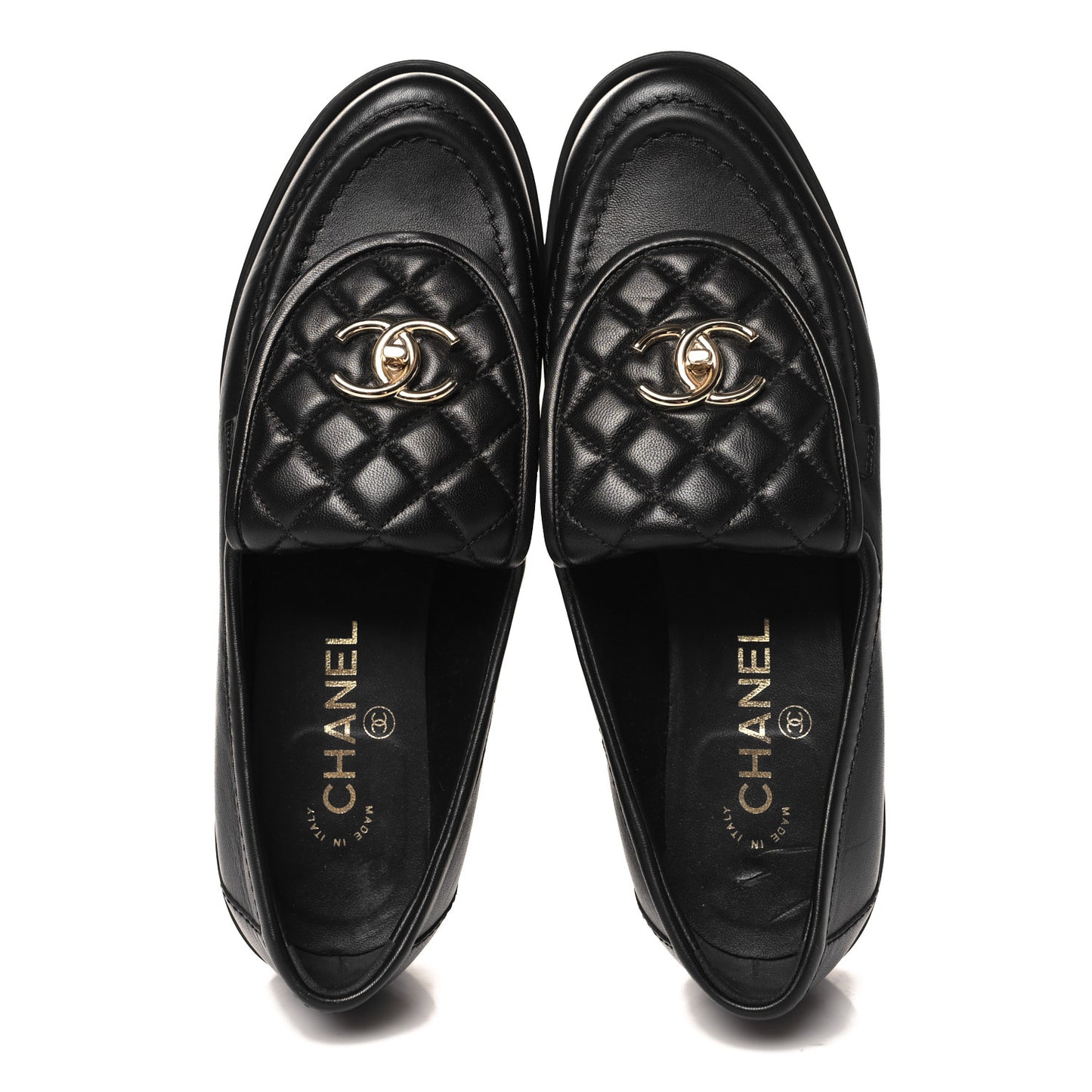 Lambskin Quilted CC Turnlock Loafers 39.5 Black