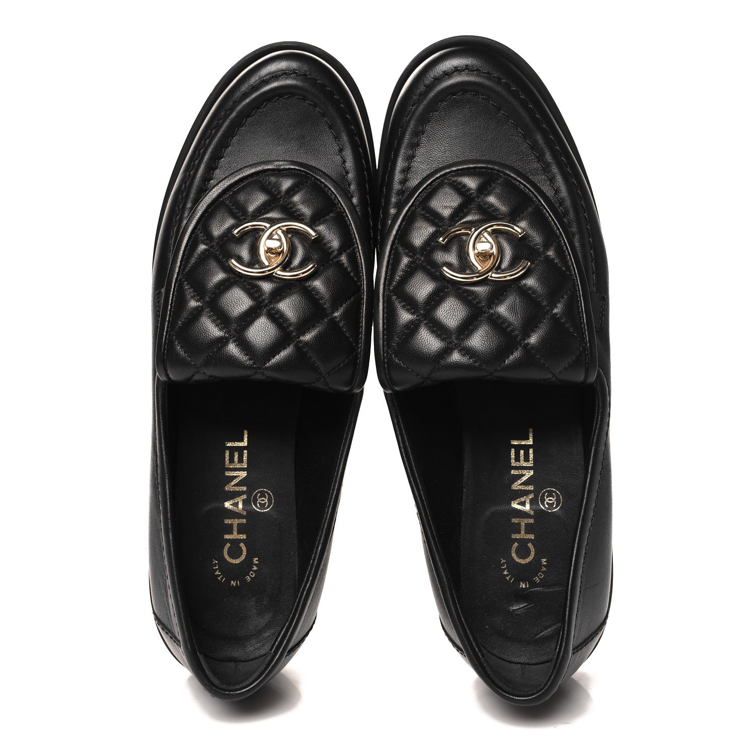 Chanel Lambskin Quilted CC Turnlock Loafers 39.5 Black 2 of 10