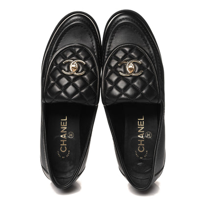 Chanel Lambskin Quilted CC Turnlock Loafers 39.5 Black 2 of 10