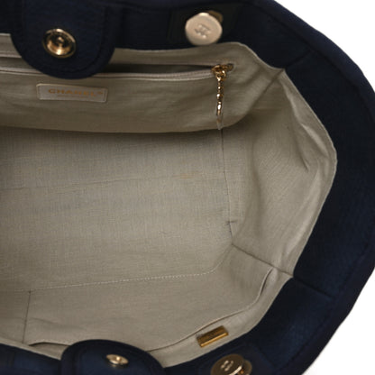 Chanel Mixed Fibers Small Deauville Tote Navy 6 of 11
