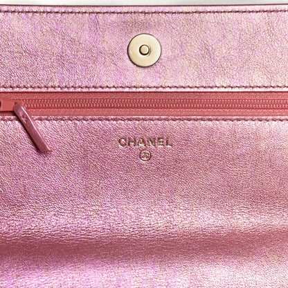 Chanel Iridescent Calfskin Quilted Chanel 19 Wallet On Chain WOC Pink 6 of 11