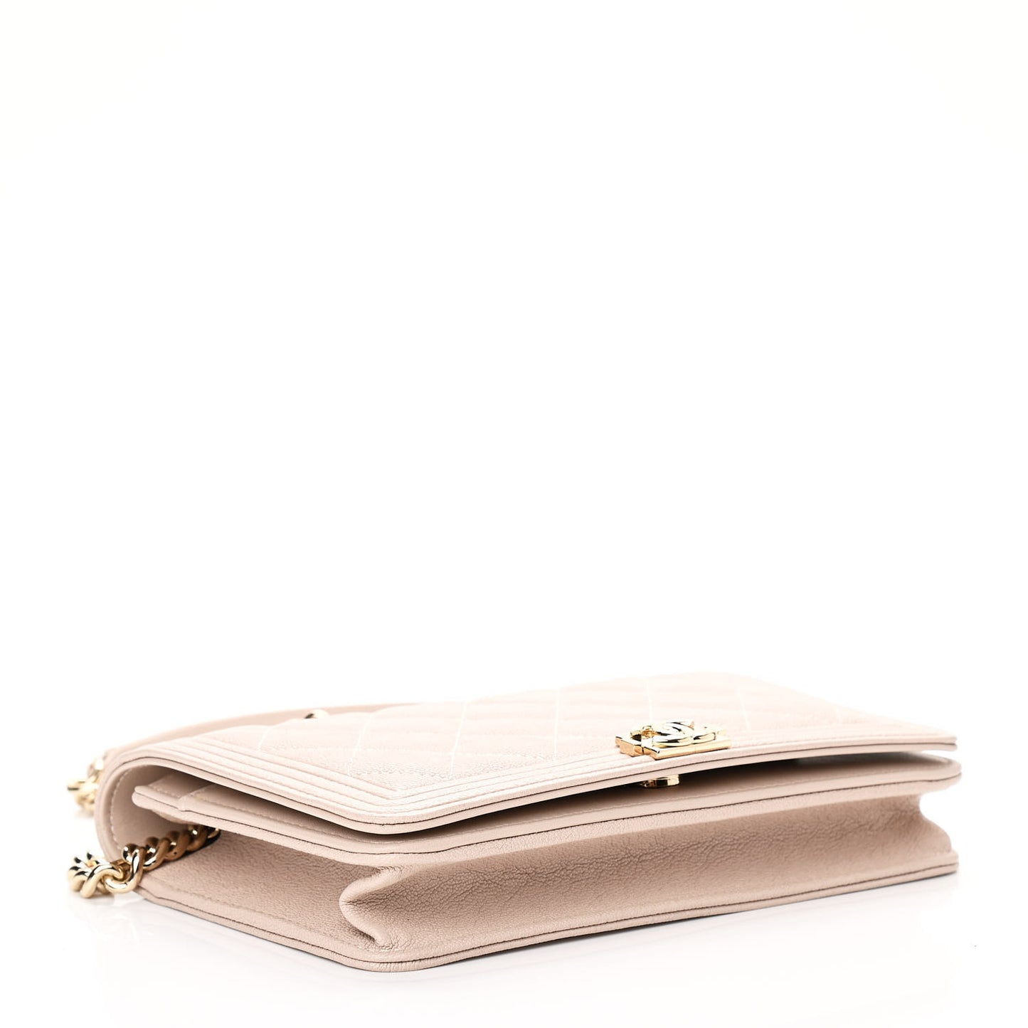 Caviar Quilted Boy Wallet On Chain WOC Light Beige