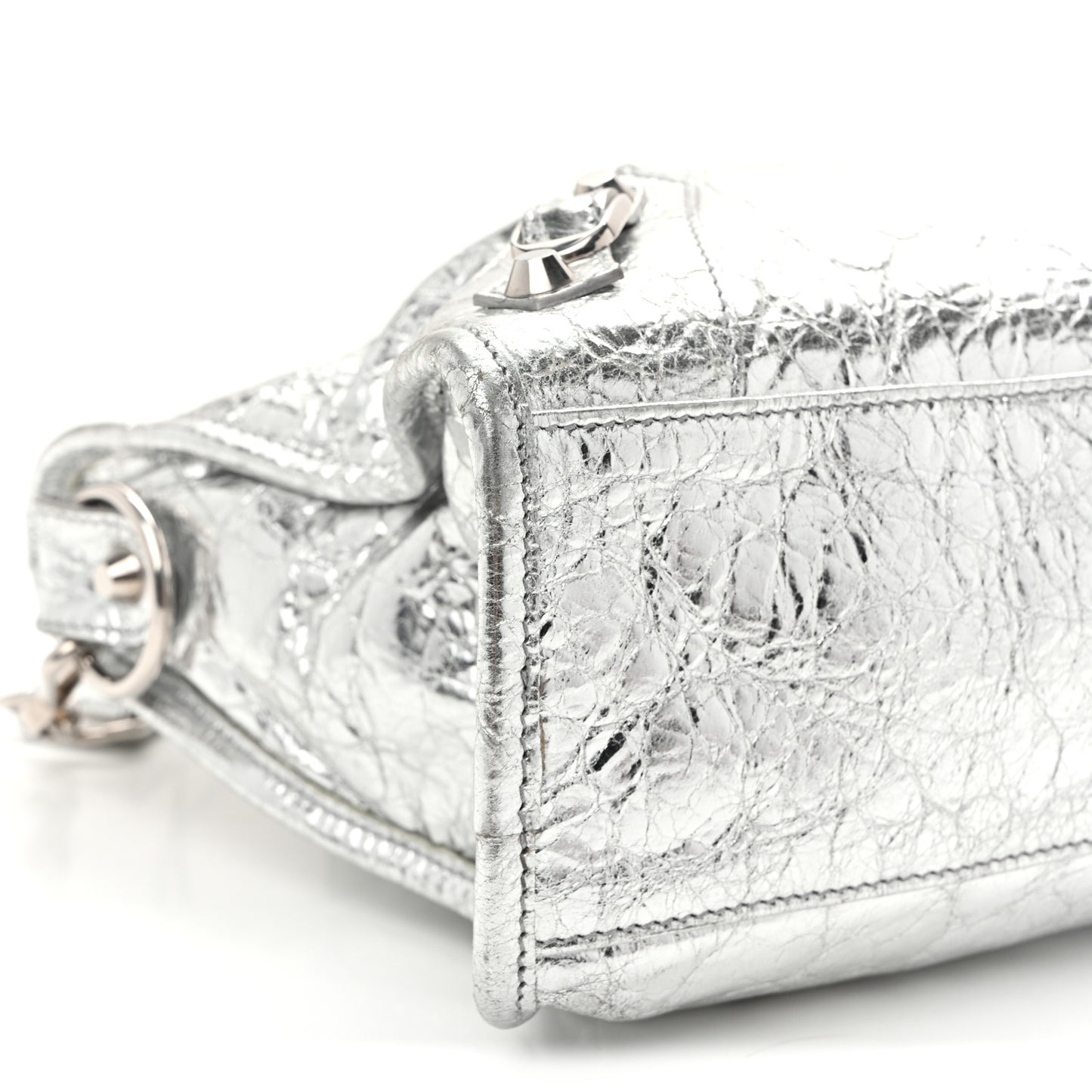 Metallic Agneau Silver Hardware Small Le City Silver