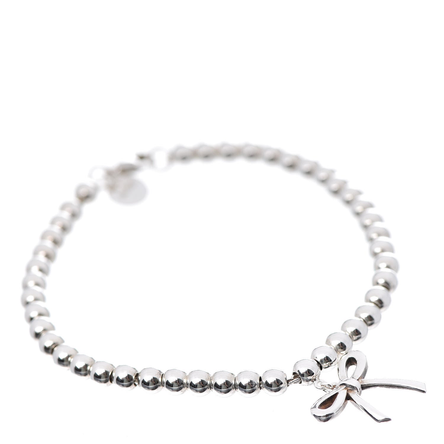 Tiffany Sterling Silver 4mm Bow Bead Bracelet 1 of 6