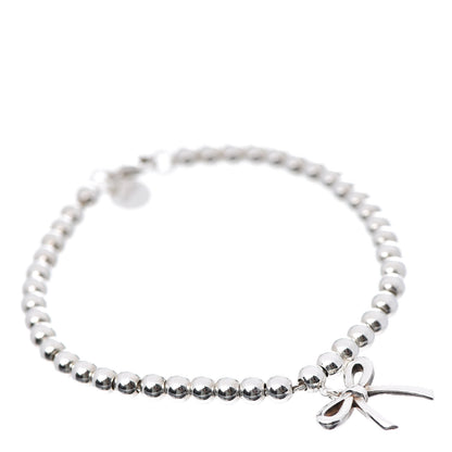 Tiffany Sterling Silver 4mm Bow Bead Bracelet 1 of 6
