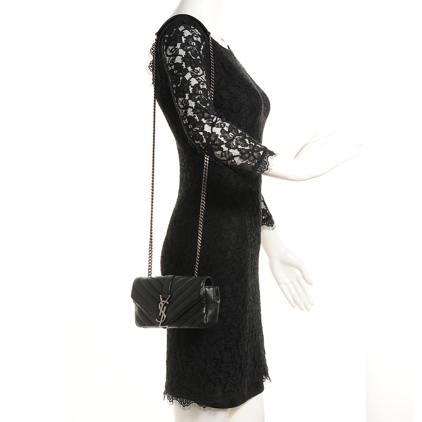Sheepskin Matelassé Monogram Classic Baby Chain Bag Black