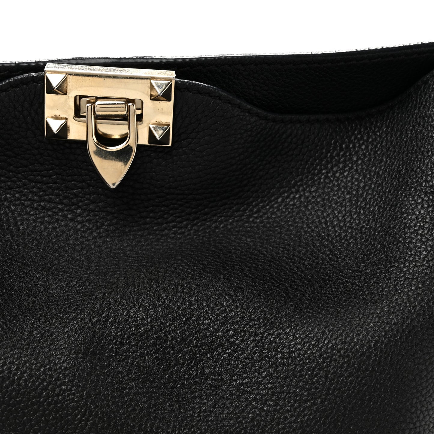 Pebbled Calfskin Small Rockstud Flip-Lock Messenger Bag Black
