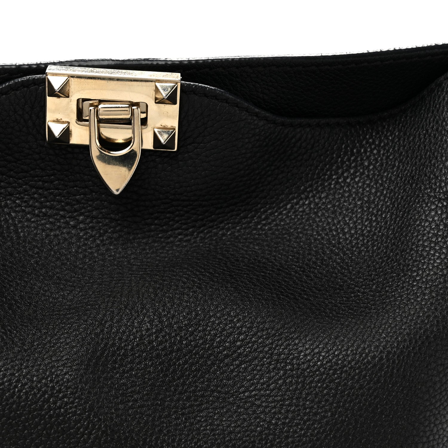 Valentino Garavani Pebbled Calfskin Small Rockstud Flip-Lock Messenger Bag Black 7 of 12