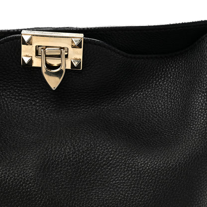 Valentino Garavani Pebbled Calfskin Small Rockstud Flip-Lock Messenger Bag Black 7 of 12