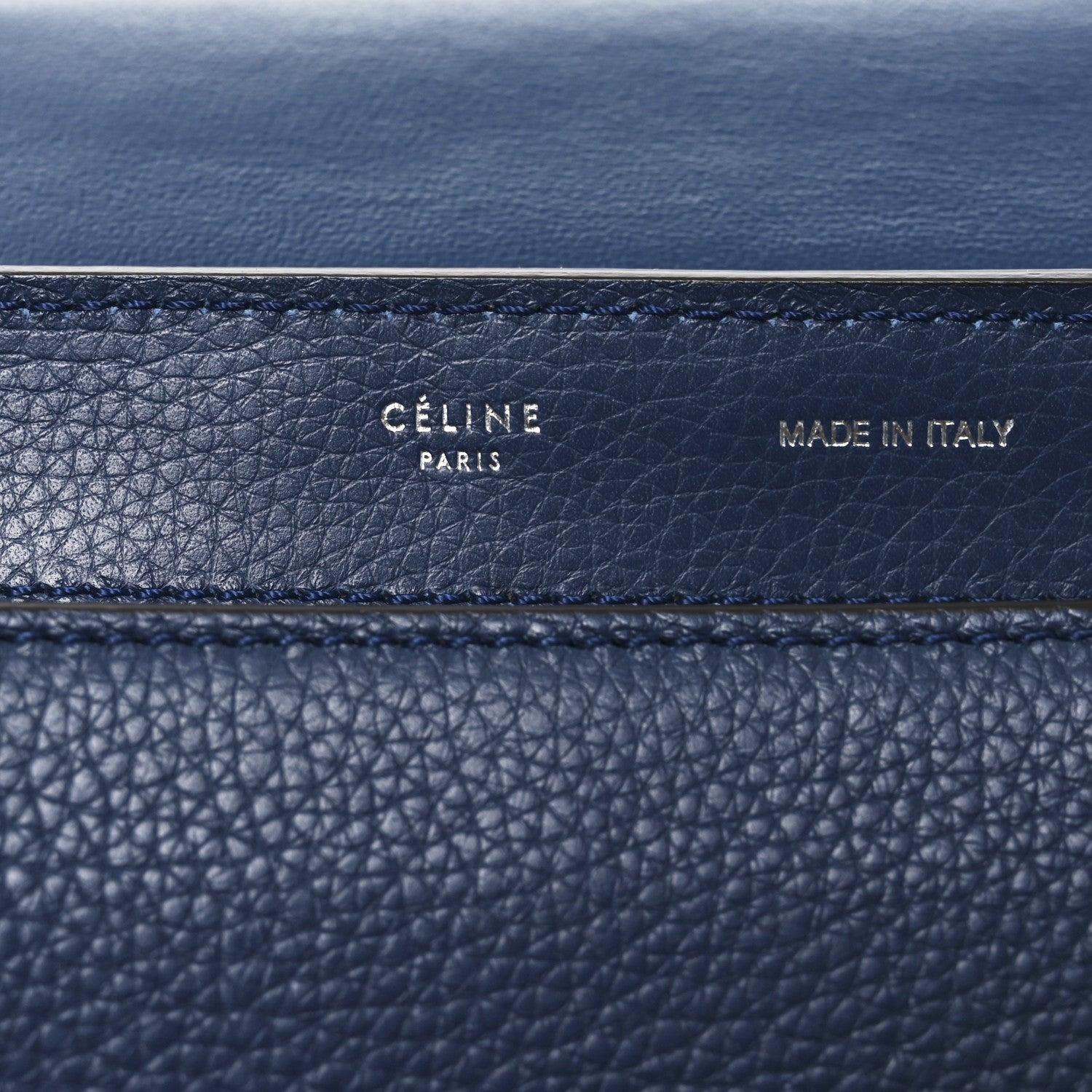 Celine Drummed Calfskin Suede Medium Trapeze Navy Blue 11 of 17