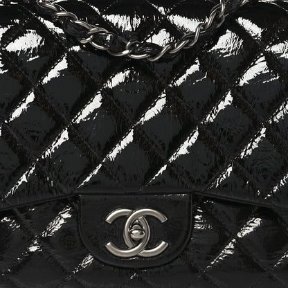 Chanel Crinkled Patent Quilted Jumbo Single Flap Black 8 of 11