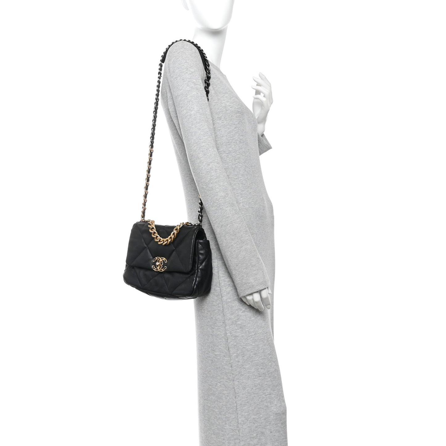 Lambskin Quilted Medium Chanel 19 Flap Black