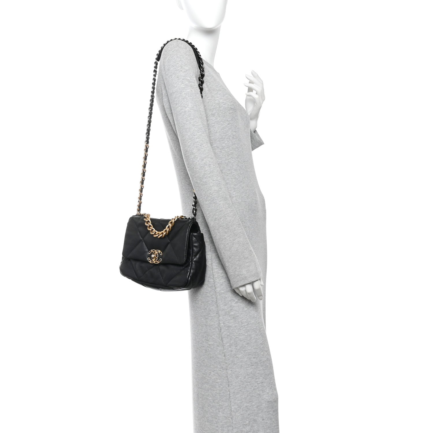 Chanel Lambskin Quilted Medium Chanel 19 Flap Black 2 of 13
