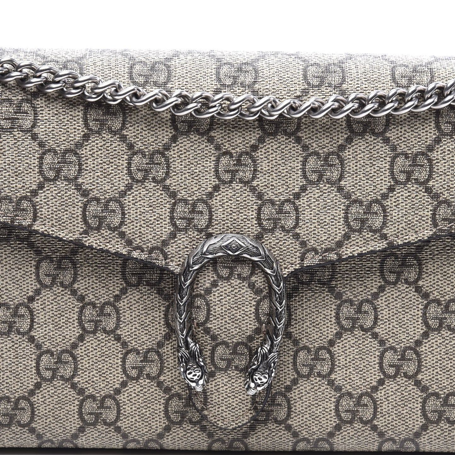 GG Supreme Monogram Mini Dionysus Chain Wallet Beige Taupe