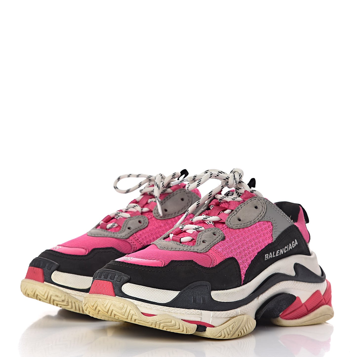 Fabric Mesh Womens Triple S Sneakers 38 Fluo Pink Grey White