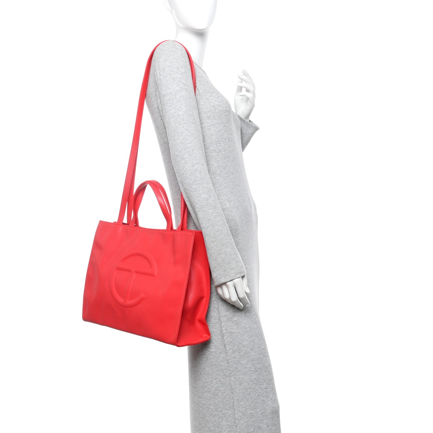 Vegan Leather Medium Shopping Bag Red