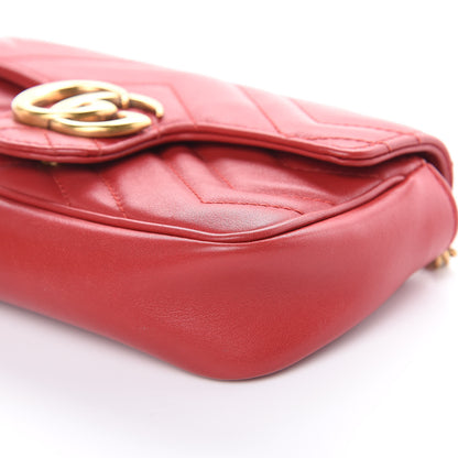 Gucci Calfskin Matelasse Super Mini GG Marmont Shoulder Bag Hibiscus Red 10 of 13