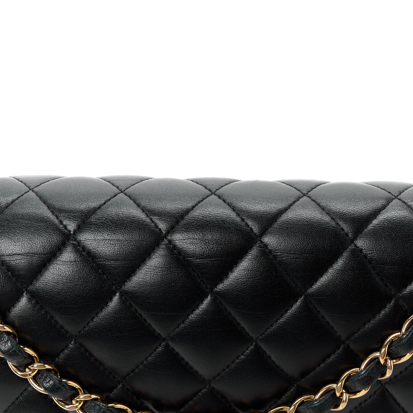 Lambskin Quilted Medium Double Flap Black