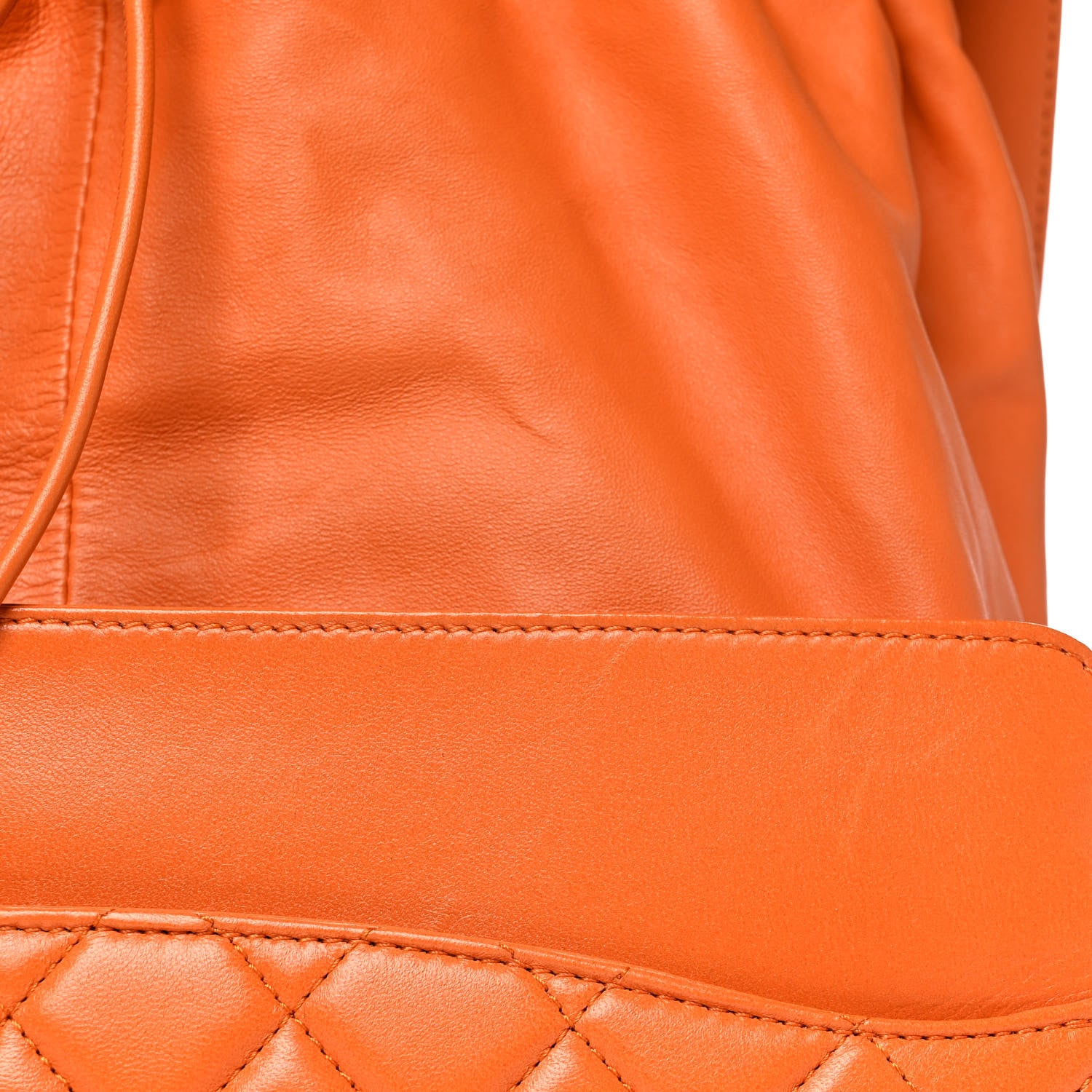 Chanel Lambskin Quilted Jumbo Grocery By Chanel Drawstring Shopping Bag Orange 15 of 16
