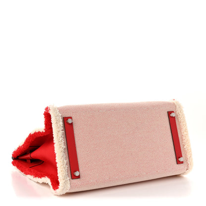 Hermes Swift Twill H Fray Fray Birkin 35 Rouge de Coeur Ecru 4 of 11