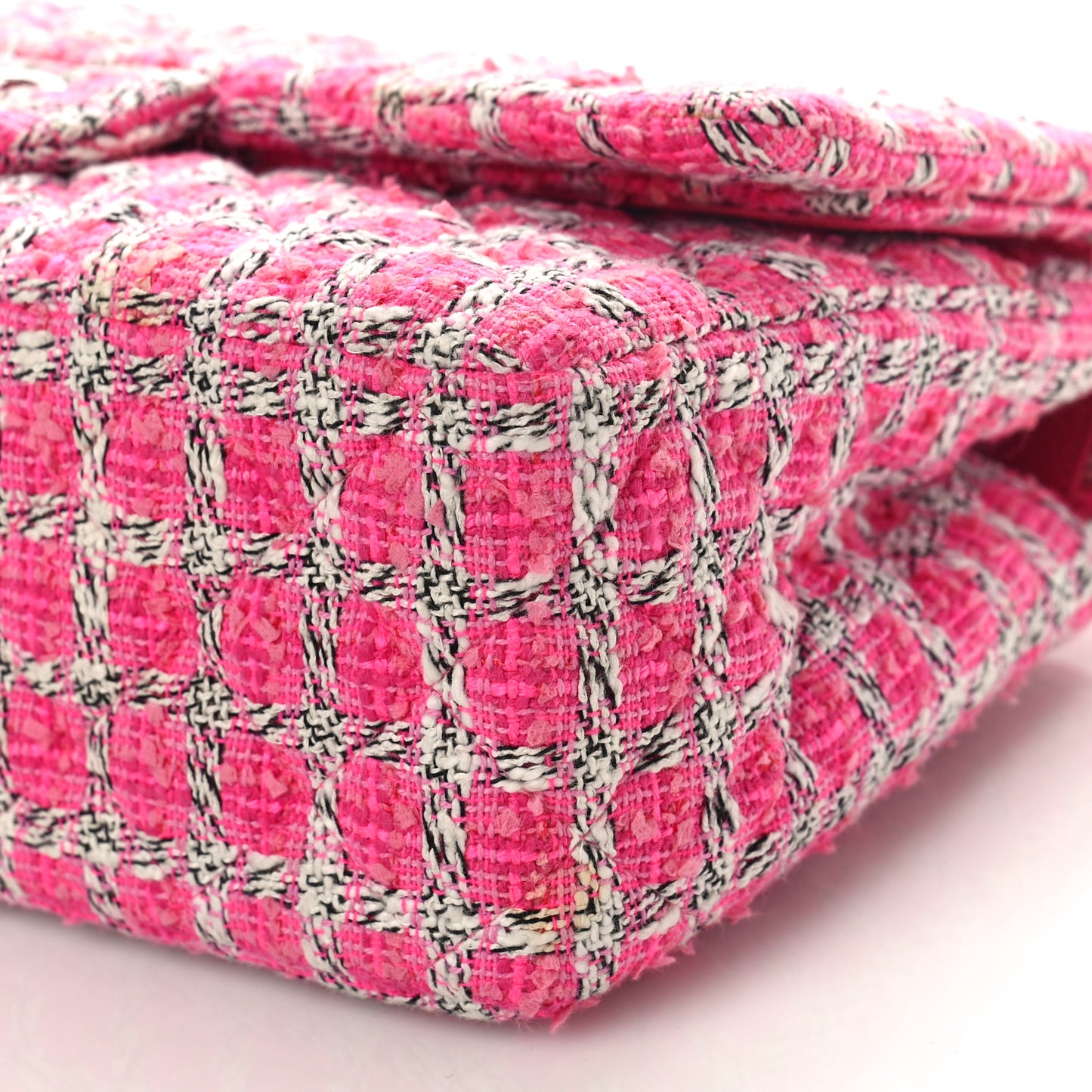 Tweed Quilted Jumbo Double Flap Hot Pink
