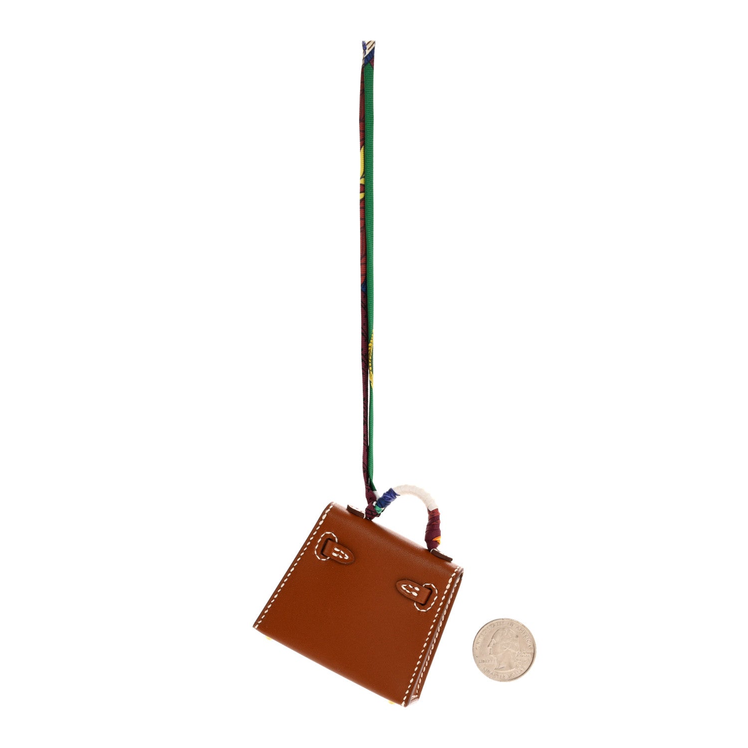Hermes Tadelakt Mini Kelly Twilly Bag Charm Fauve 2 of 7