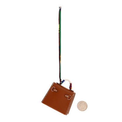 Hermes Tadelakt Mini Kelly Twilly Bag Charm Fauve 2 of 7