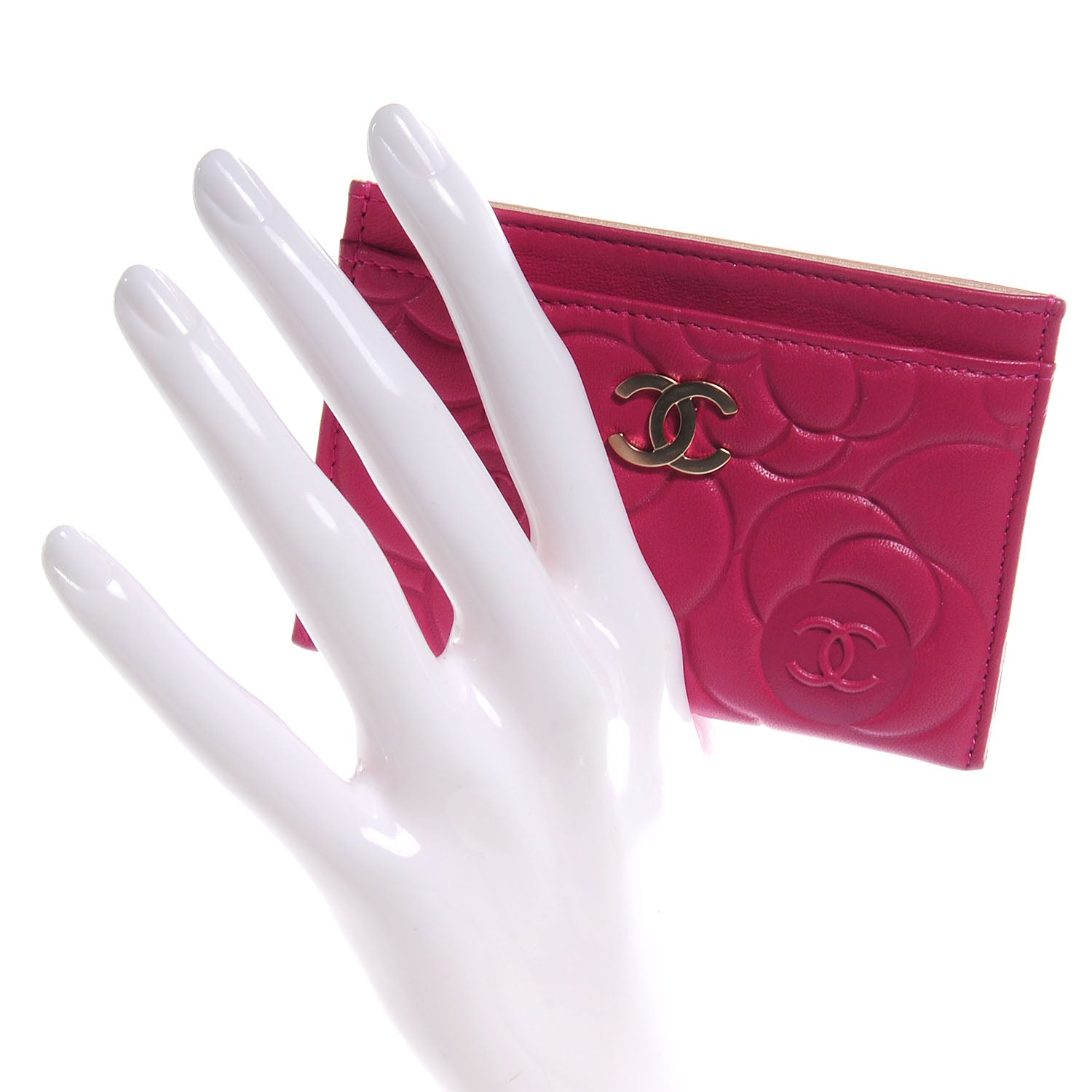 Chanel Lambskin Camellia Card Holder Fuchsia 2 of 9