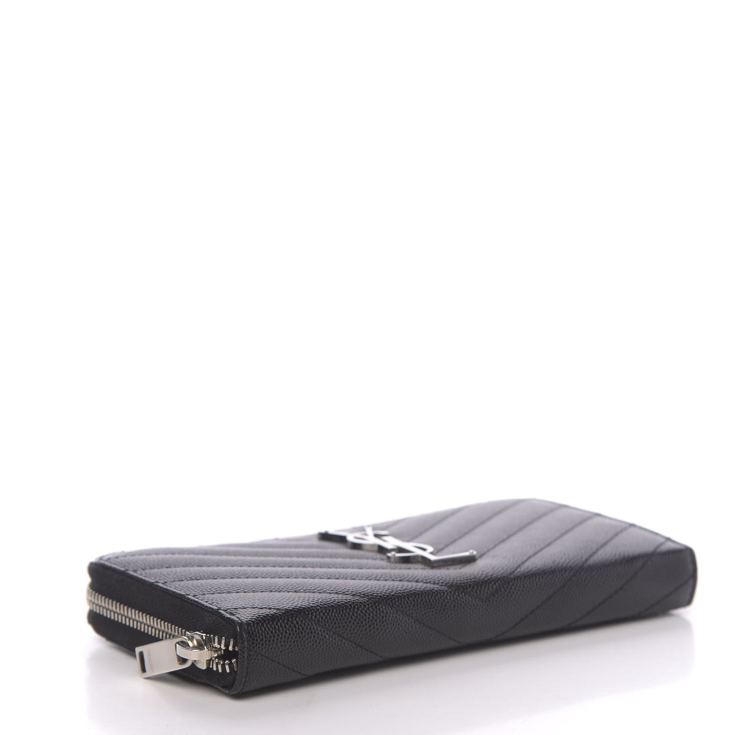 Grain De Poudre Matelasse Chevron Monogram Zip Around Wallet Black