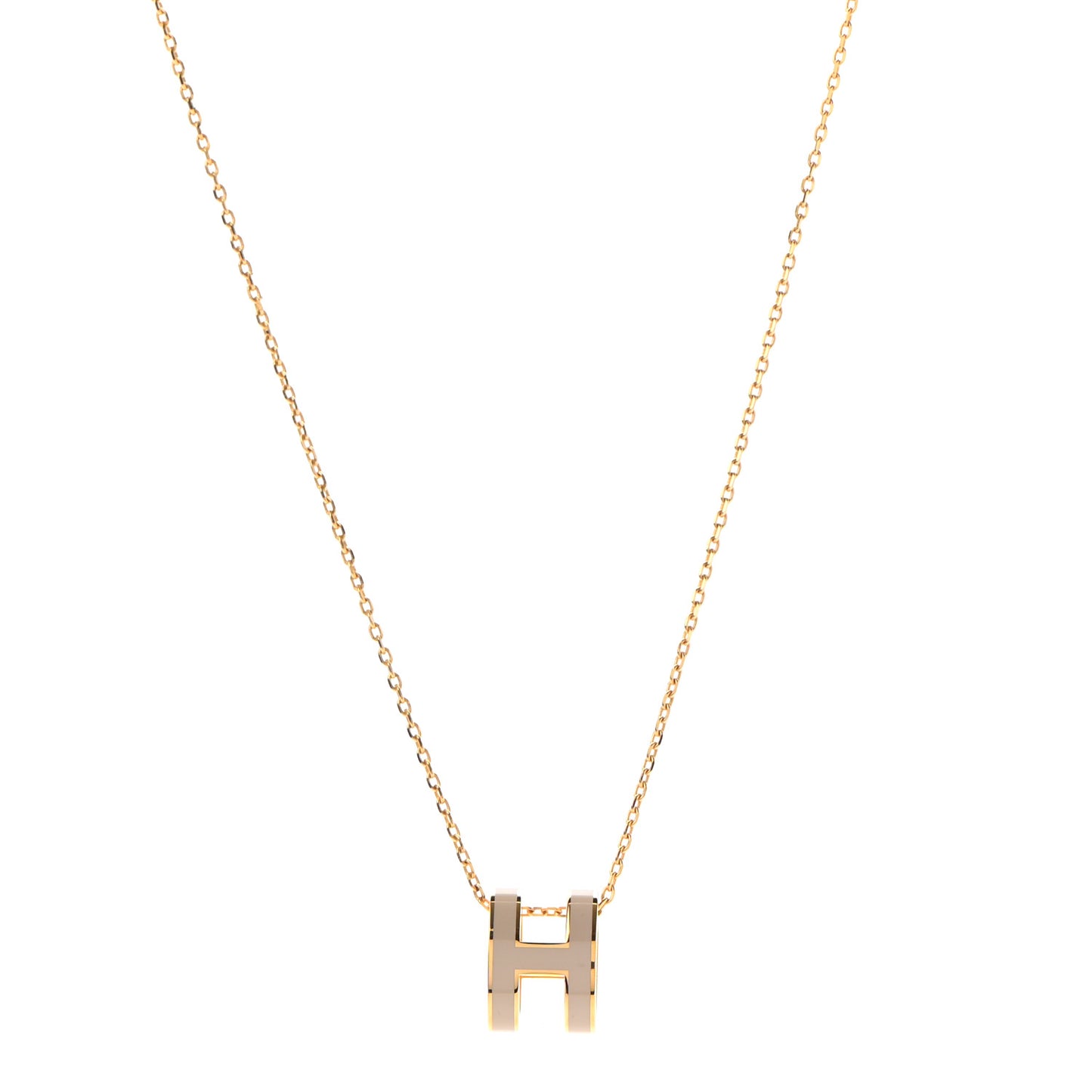 Lacquered Gold Pop H Pendant Necklace Marron Glace