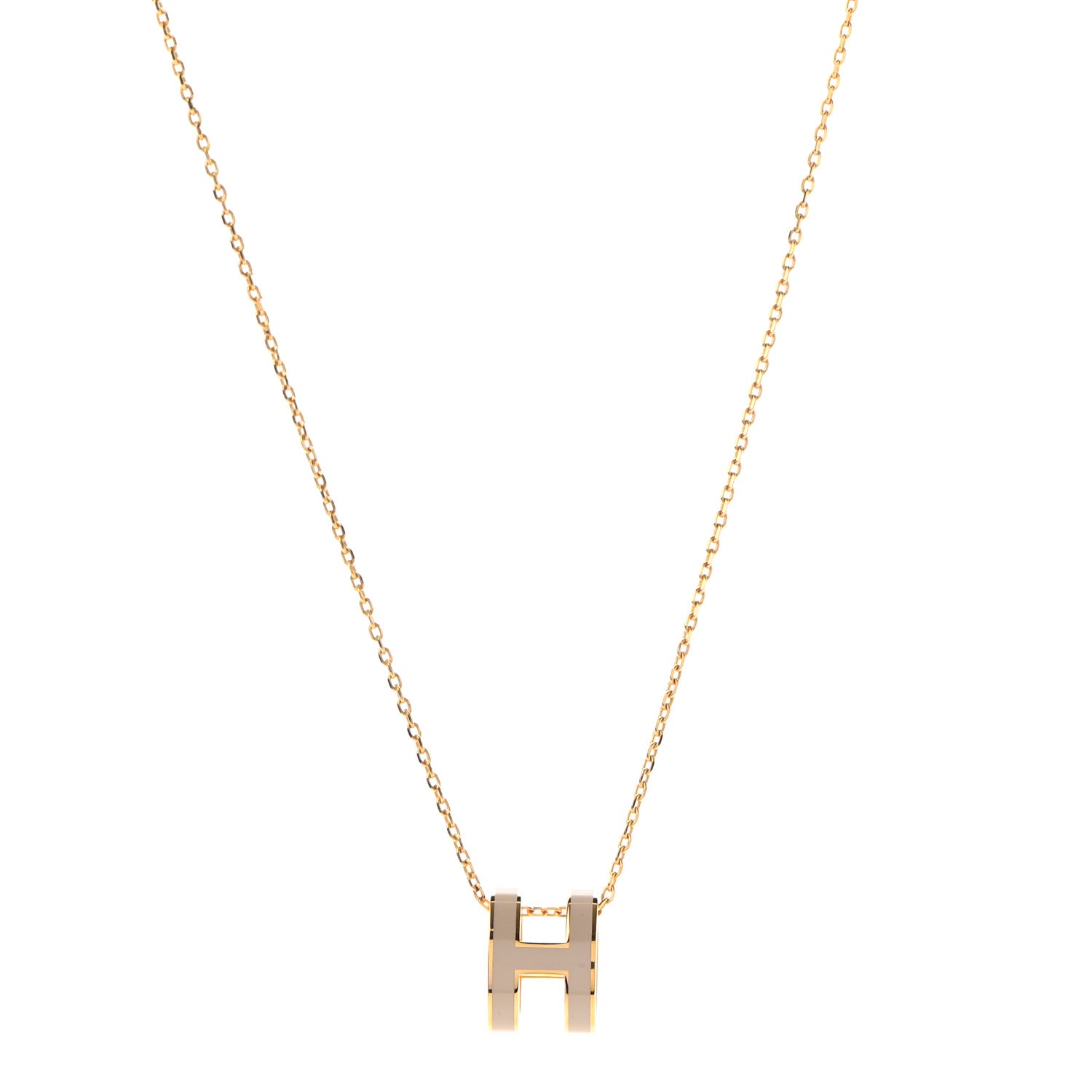 Hermes Lacquered Gold Pop H Pendant Necklace Marron Glace 1 of 6