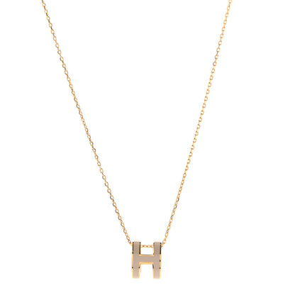 Hermes Lacquered Gold Pop H Pendant Necklace Marron Glace 1 of 6