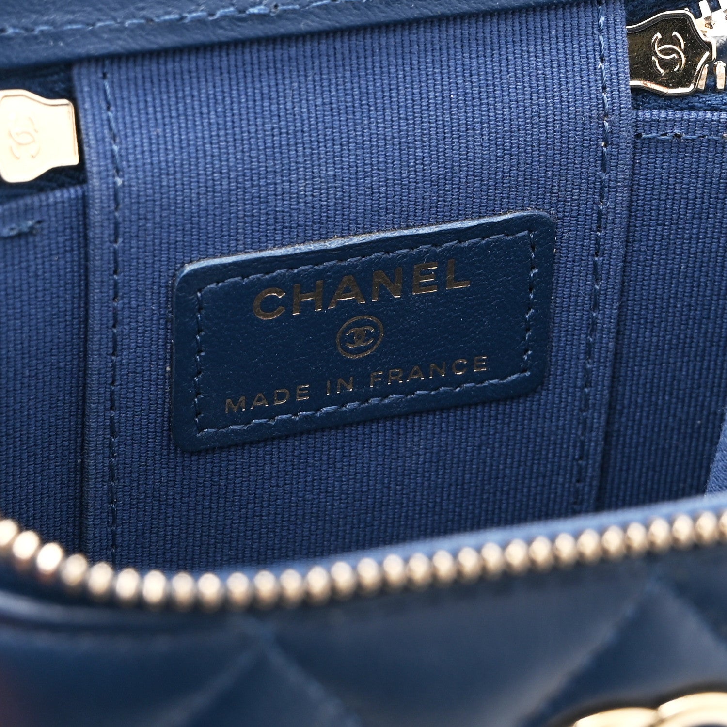 Chanel Lambskin Quilted Top Handle Mini Vanity Case With Chain Blue 7 of 11