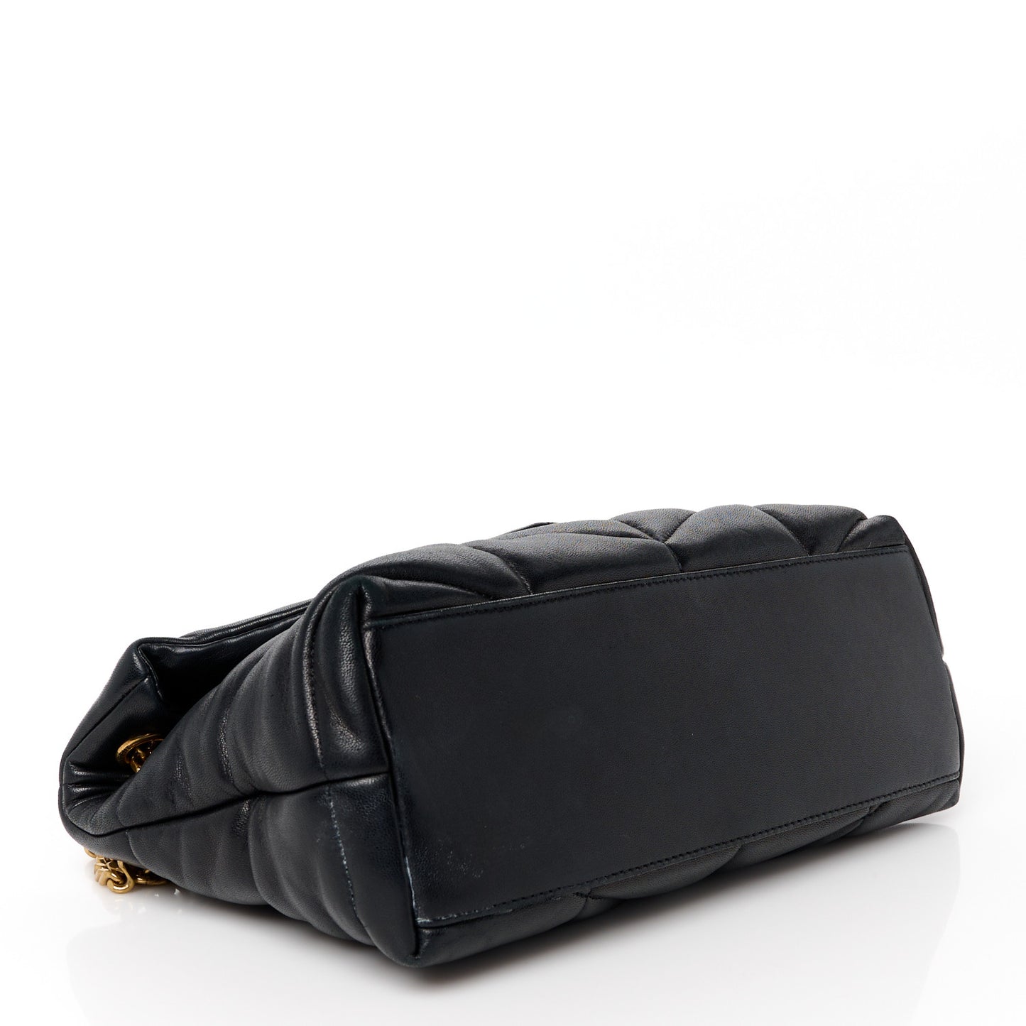 Lambskin Quilted Small Loulou Puffer Monogram Chain Satchel Black