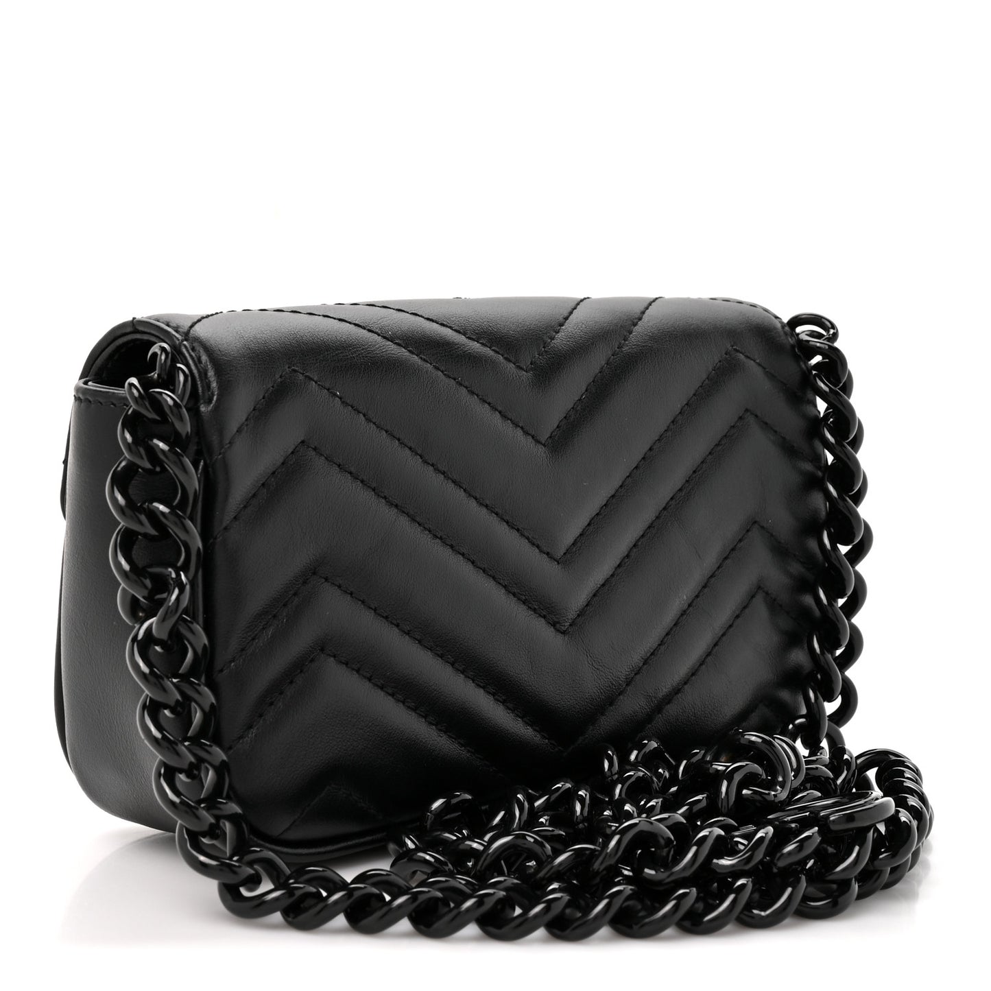 Calfskin Matelasse Monochrome GG Marmont Chain Belt Bag Black