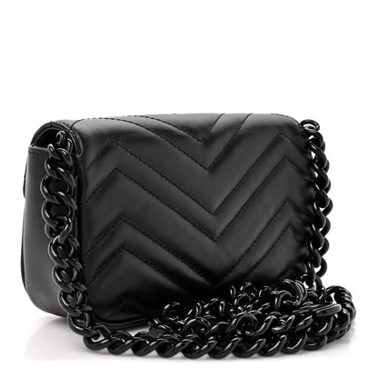 Gucci Calfskin Matelasse Monochrome GG Marmont Chain Belt Bag Black 2 of 9