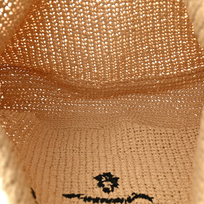 Prada Yarn Raffia Effect Crochet Embroidered Logo Tote Naturale 5 of 10